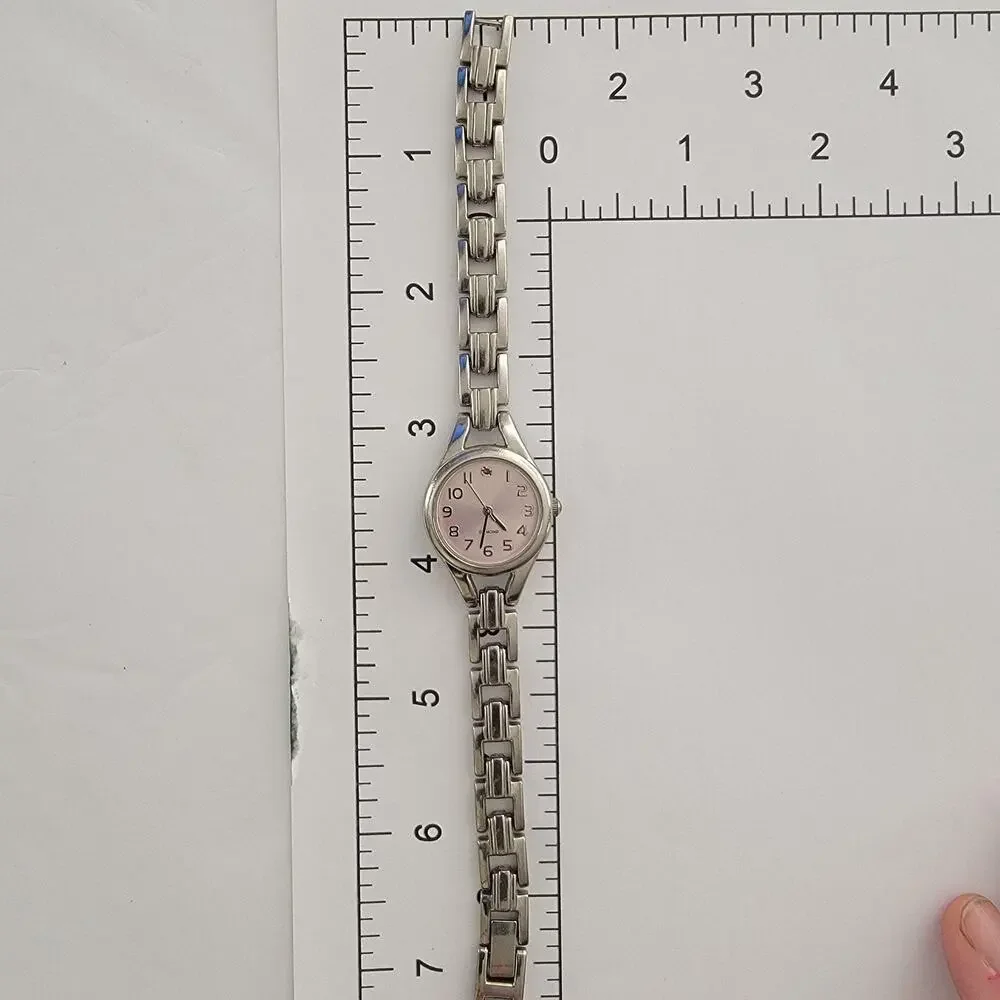 FMD Womens Watch Pink Dial 18mm Silver Case Stainless Bracelet Quartz Diamond
